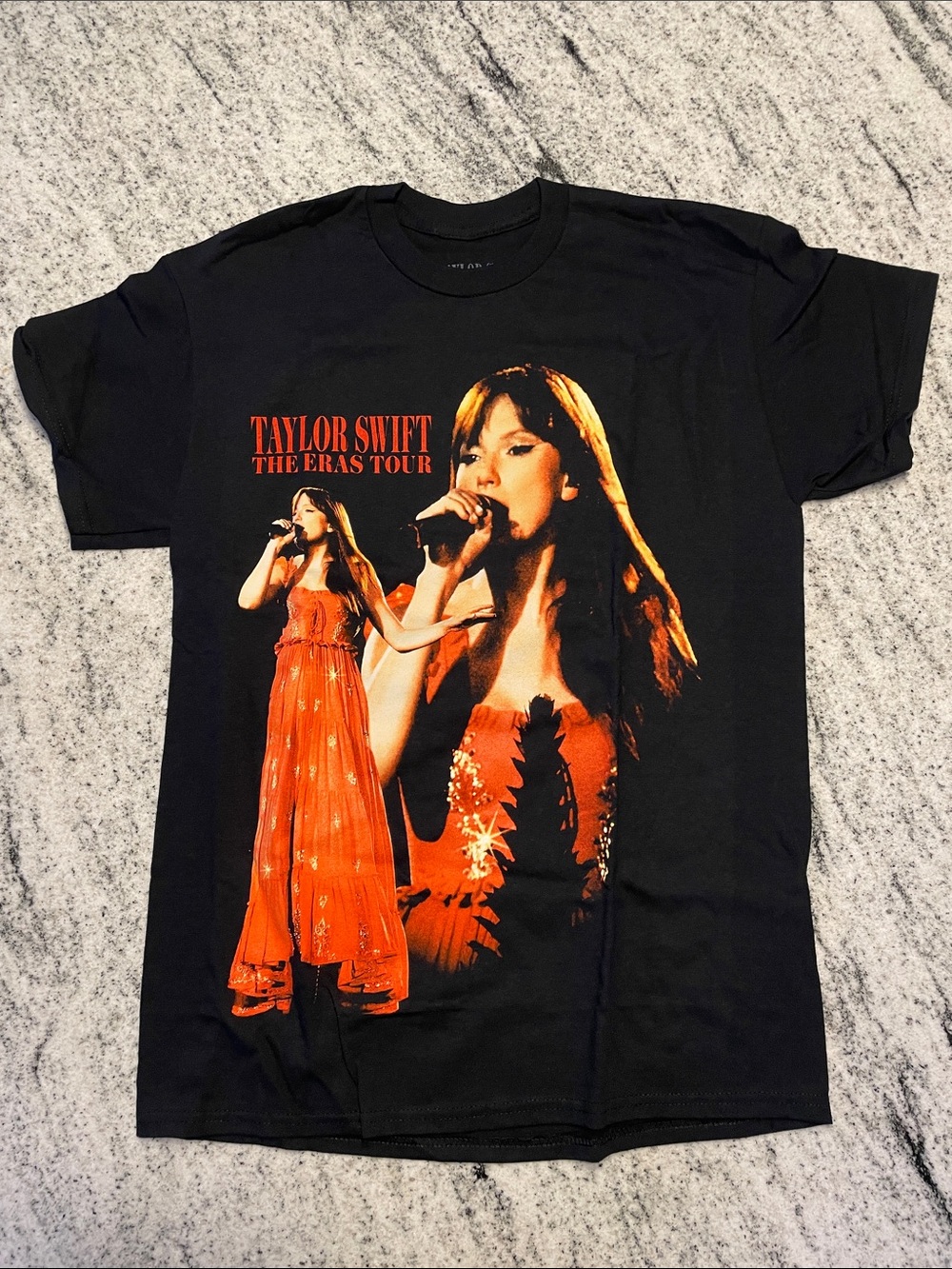 Taylor Swift The Eras Tour Photo Black T-Shirt Evermore Medium